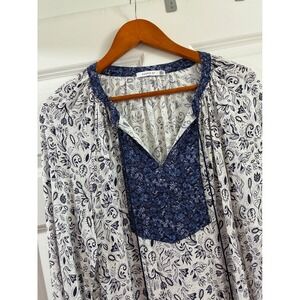 Cooper St Womens Blue White Floral Paisley Tassel Tunic Dress Size US 8 Boho